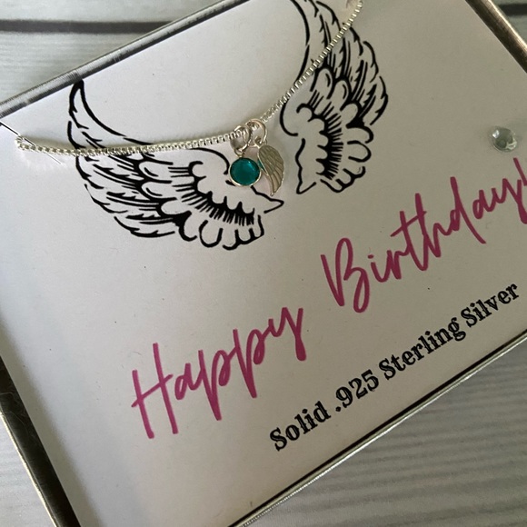 - Angel Wing Birthday Charm • Birthstone Nec… - Picture 2 of 11